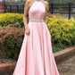 Beautiful Pink Halter Graduation Long Prom Dress,Special Occasion Dress,GDC1042