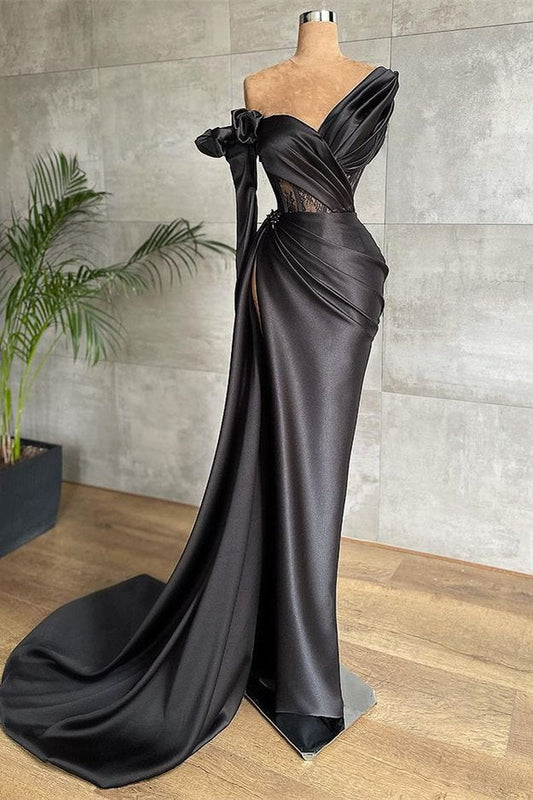 Black One Shoulder Prom Dress for Curvy Girl