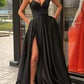 Black Side Slit Simple Fabulous Long Senior Prom Dress,GDC1168