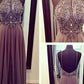 Brown Prom Dress,Dusty Prom Dress,Long Prom Dress,Beaded Prom Dress,MA108