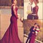 Burgundy Formal Dress,Prom Dress With Sleeve,Long Prom Dress,Robe De Bal,MA076