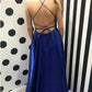 Robe de soirée longue Simple et dos nu, robe de bal bleu Royal, bon marché, GDC1104