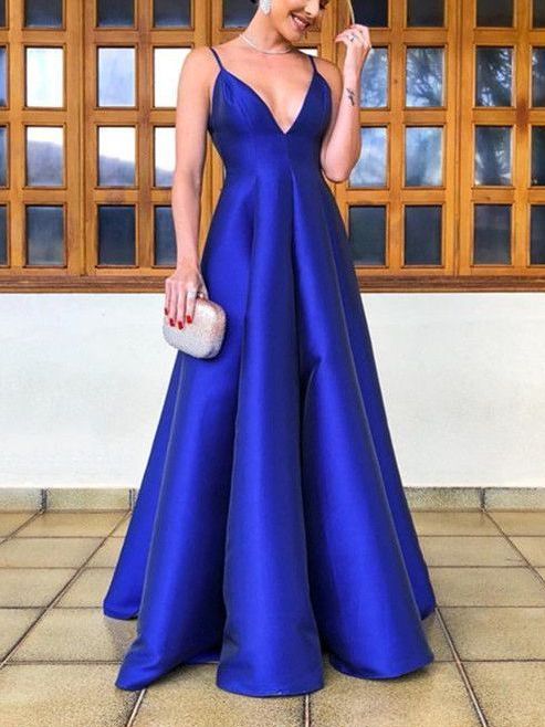 Robe de bal bleu royal simple et classe, robe d'occasion, bon marché, GDC1065