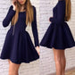 Mini robe de bal courte modeste bleu marine à manches longues, bon marché, moins de 100, GDC1318 