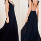 Chiffon Backless Navy Blue Prom Dress,Long Senior Formal Dress,GDC1324