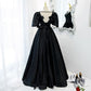 Edles schwarzes Ballkleid, formelles Kleid mit Puffärmeln