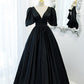 Edles schwarzes Ballkleid, formelles Kleid mit Puffärmeln