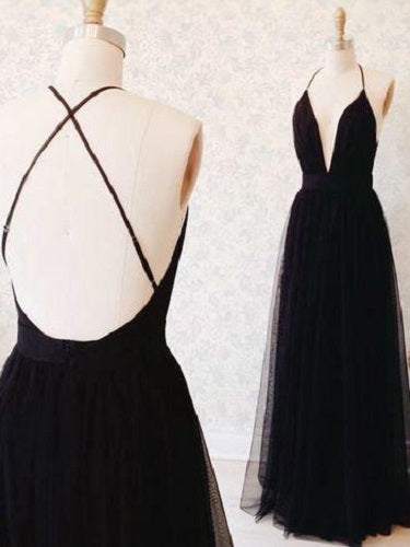 Black Prom Dress,Long Prom Dress,Backless Prom Dress, Long Homecoming Dress,MA012