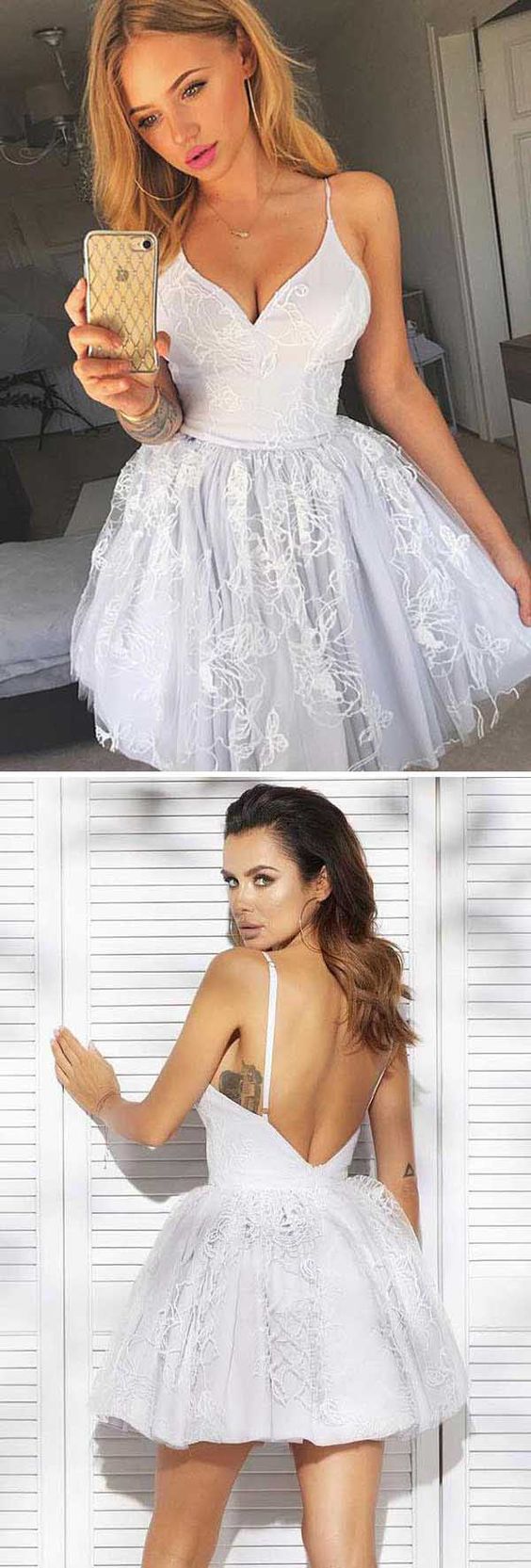 Cute White Tulle Mini Short Prom Dress,Short Homecoming Dress,Sweet 16 Dress,GDC1291