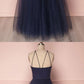 Dark Navy Tulle Simple Senior Prom Dress,Long Party Formal Gown,GDC1132