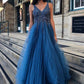 Dazzing Blue Stylish Formal Tulle Prom Dress for Girls,GDC1037