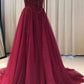 Discount Custom Made Burgundy Tulle Prom Dress Long,GDC1200