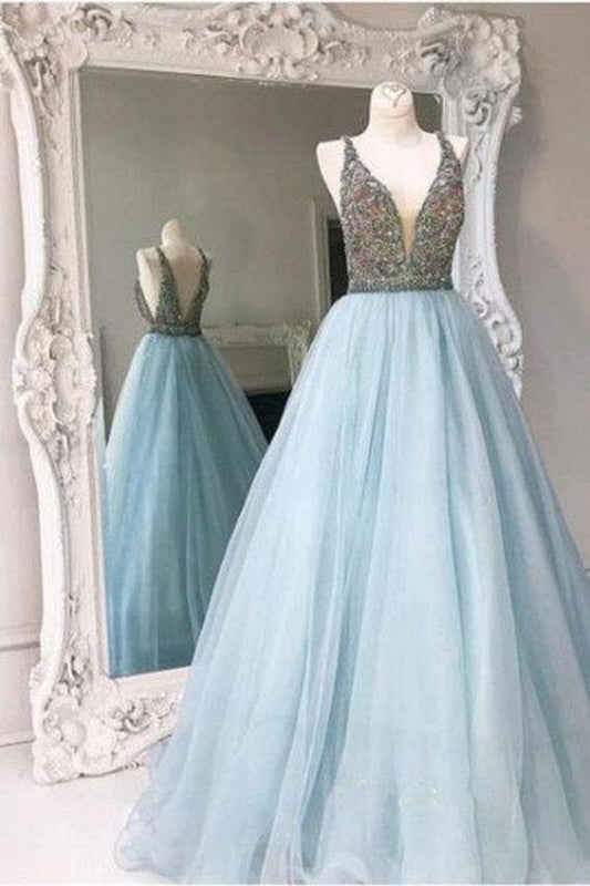 Disney Prom Dress,Cinderella Prom Dress,Ball Gown Prom Dress,Blue Prom Dress,MA058
