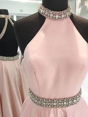 Dusty Pink Prom Dress Ball Gown Prom Dress Long Prom Dress Backless Prom Dress,MA192