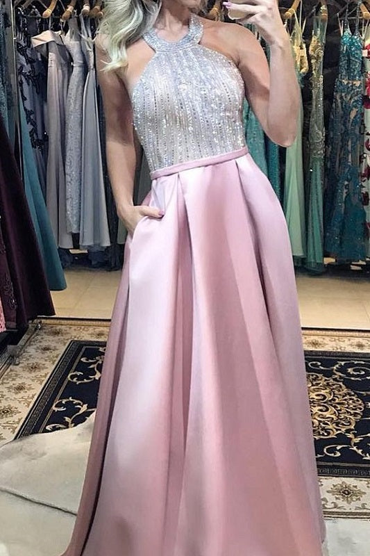 Dusty Pink Prom Dress with Pockets, Parties Occasion Dress,GDC1043