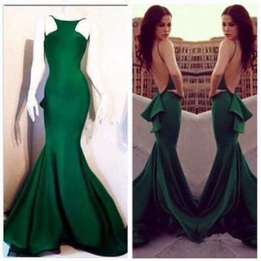 Emerald Green Prom Dress,Mermaid Prom Dress,Long Prom Dress,Backless Fitted Prom Dress,MA057
