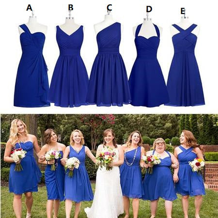 Short Bridesmaid Dresses Mismatched Royal Blue Bridesmaid Dresses Different Bridesmaid Dresses,Fs010