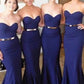 Simple Long Mermaid Navy Blue Bridesmaid Dresses, FS067
