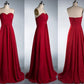 Red Bridesmaid Dresses,Long Bridesmaid Dresses,A-line Bridesmaid Dresses,Chiffon Bridesmaid Dresses,FS089