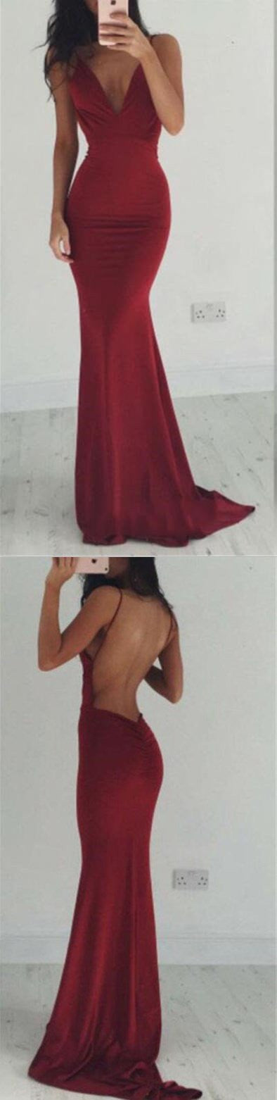Backless Prom Dress,Red Prom Dress,Tight Prom Dress,Bodycon Prom Dress,MA024