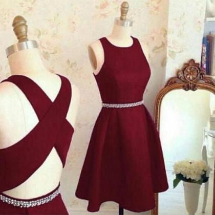 Burgundy Prom Dress,Short Party Dress,Short Homecoming Dress,Short Formal Dress,MA052