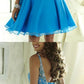 Blaues Ballkleid, Kurzes Ballkleid, Kurzes Homecoming-Kleid, Sweet 16-Kleid, MA063