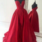 Deep V Neck Prom Dress,Quinceanera Dresses,Red Prom Dress,Ball Gown Prom Dress,MA159