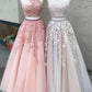 Modest Teens Long Prom Dress Freshman Two Piece Lace Tulle Prom Dress GDC1051