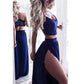 Boho Navy Blue Two piece Prom Dress,Blue Dance Dress, grade 8th Dress,GDC1048