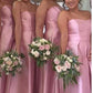 Pink Strapless High Low Bridesmaid Dresses, Brautjungfernkleider,GDC1027