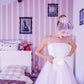 Affordable Polka Dots Rockabilly Short Barn Wedding Attire with Satin Binding,50s Style Pin Up Wedding Dress,20110631