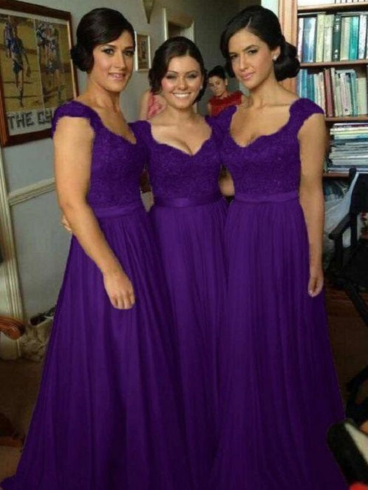 Purple Bridesmaid Dresses Purple Lace Top Bridesmaid Dresses Long Chiffon Bridesmaid Dresses FS072