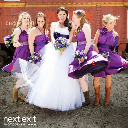 Purple Pastel Short Country Style Rustic Bridesmaid Dresses with Boots,20081901