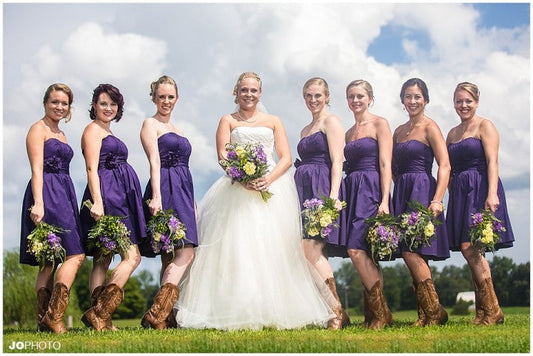Purple Styrapless Short country western bridesmaid dresses with boots,20081902