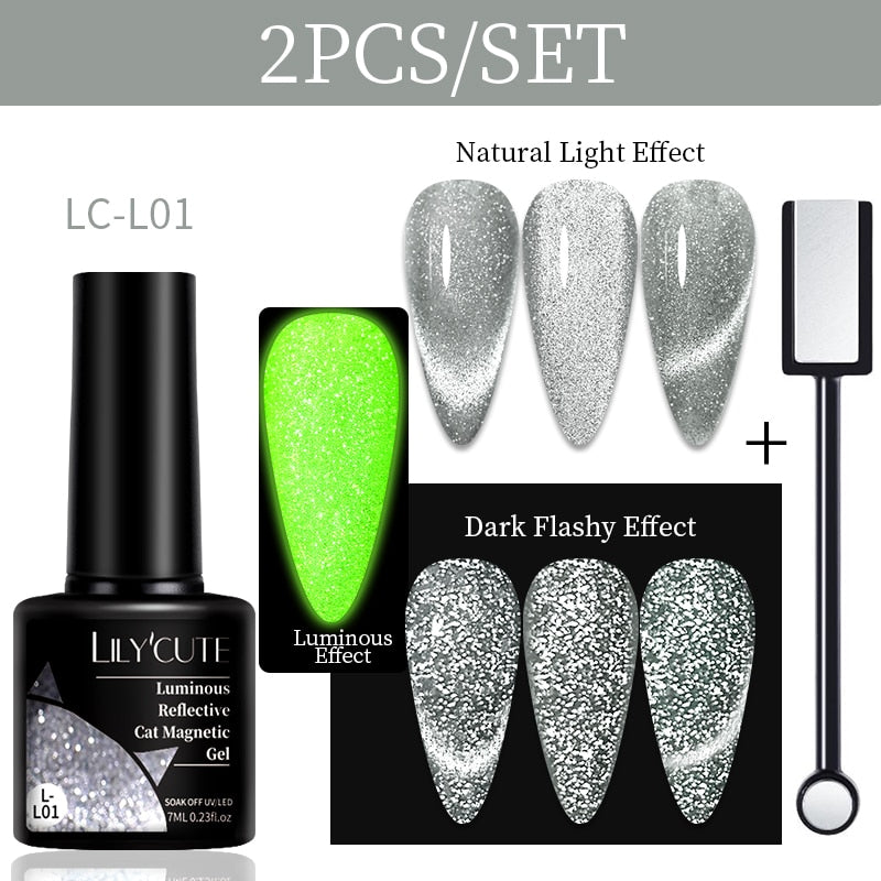 7ML 9D Cat Magnetic Gel Polish Set Semi Permanent Soak Off UV LED Glitter Nails Magnet Stick Black Gel Needed