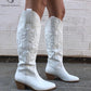 Women's Embroidered Western Knee High Boots Cowboy Cowgirl Boots Chunky Heel Platform Boots Women Western Shoes - ladieskits - Boot