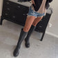 Brand New Ladies Platform Black Boots Fashion Chunky Med Heels Knee High Boots Women Casual Party Shoes - ladieskits - boot