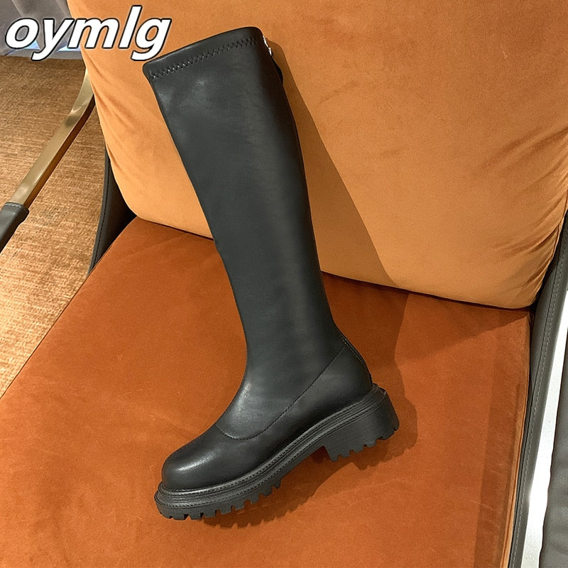 Black Patent Leather Ankle Boots Round Toe Patent Leather Beige Ladies Fashion Winter Long Women's Boots Botas Mujer - ladieskits - Ankle Boots