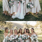 Simple Dusty Strapless Tea Length Bridesmaid Dresses,GDC1064