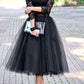 Two Piece Tulle Skirt Bridesmaid Dresses Black Tea Length Bridesmaid Dresses with Sleeves Black Prom Dress,FS081