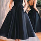 Vintage inspired Tea Length Black 50s Prom Dress with Pockets 50s style Bridesmaid Dress,081619