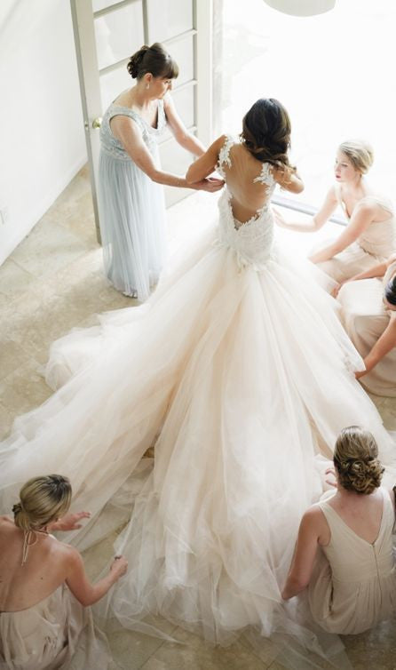 Rückenfreies Hochzeitskleid,Sexy Hochzeitskleid,Romantisches Hochzeitskleid,Tüll Hochzeitskleid,WS016