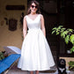 50er Jahre Hochzeitskleid, Vintage Hochzeitskleid, einfaches Hochzeitskleid, Tee Länge Hochzeitskleid, WS029