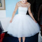50s Bridal Gown, Polka Dot Wedding Dress, Tea Length Wedding Dress,Vintage Wedding Dress,WS040