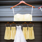 Gelbe, kurze, trägerlose Brautjungfernkleider im Country-Stil mit Stiefeln, 20081827 