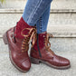 Lace-up Boots Winter Buckle Cowboy Boots Women Low Heel Shoes - ladieskits - 4