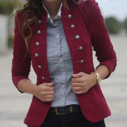 Stand Collar Double Breasted Blazer