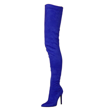 Stretch Suede Pointed Toe  Over-the-knee Boots For Women - ladieskits - 0