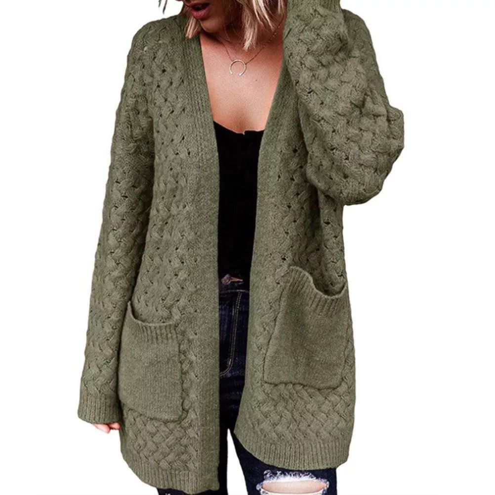 Autumn And Winter New Mid-length Sweater Loose Long-sleeved Knitted Jacket - ladieskits - sweatshirt vs sweater