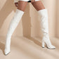 Women's Chunky Heel Suede High Heel Thigh Boots - ladieskits - Sandal